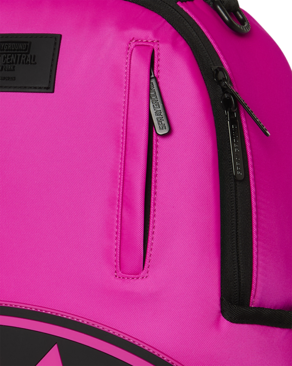SHARK CENTRAL WHITE STENCIL SHARK PINK NYLON BACKPACK