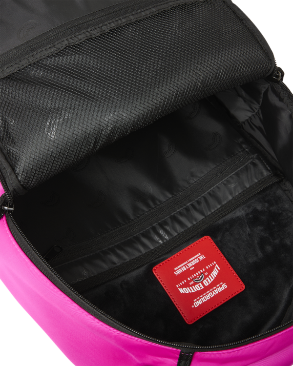 SHARK CENTRAL WHITE STENCIL SHARK PINK NYLON BACKPACK