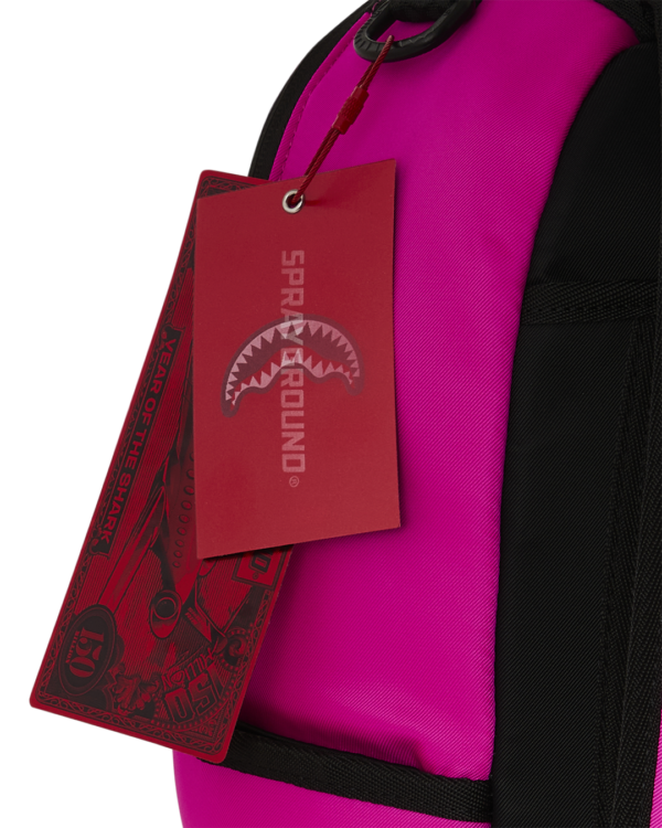 SHARK CENTRAL WHITE STENCIL SHARK PINK NYLON BACKPACK