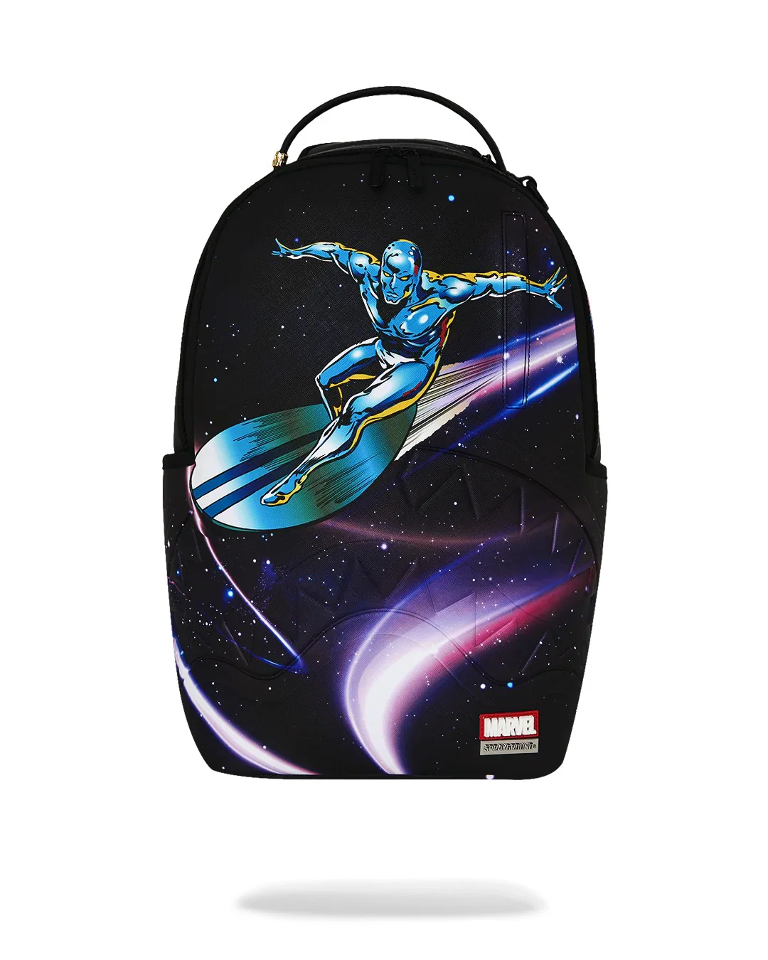 MARVEL AVENGERS SILVER SURFER COLLAGE EMBOSSED SHARK BACKPACK