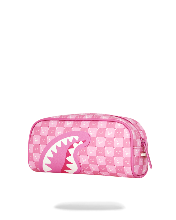 PINK NEW CHECK FACES POUCH