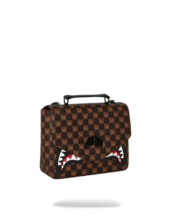 SHARKS IN PARIS WTF BUBBLE BROWN CHECK HANDBAG
