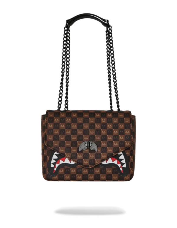SHARKS IN PARIS WTF BUBBLE BROWN CHECK HANDBAG